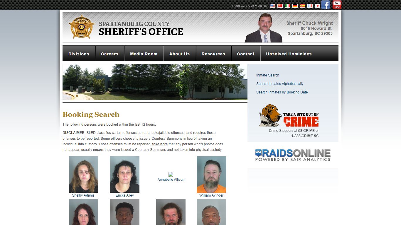 Booking Search - Spartanburg County Sheriff's Office